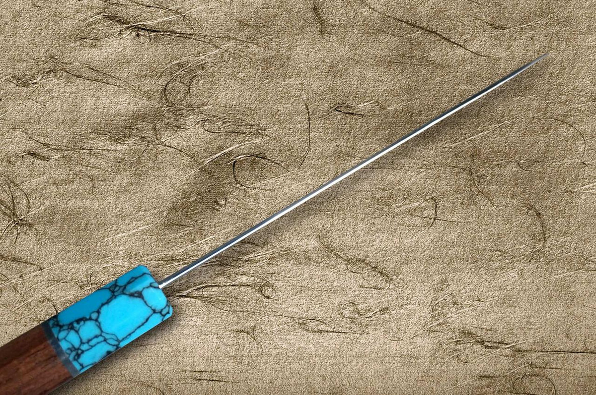 Yu Kurosaki SPG2 Clad FUJIN WA RSTCA Japanese Chef's Petty Knife(Utility) 120mm with Blue Turquoise & Rosewood Handle 