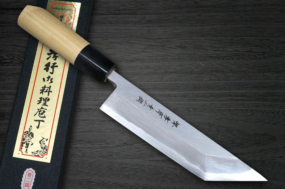 Sakai Takayuki Aoniko Blue 2 Steel Buffalo Tsuba Chef's Unagi-Saki