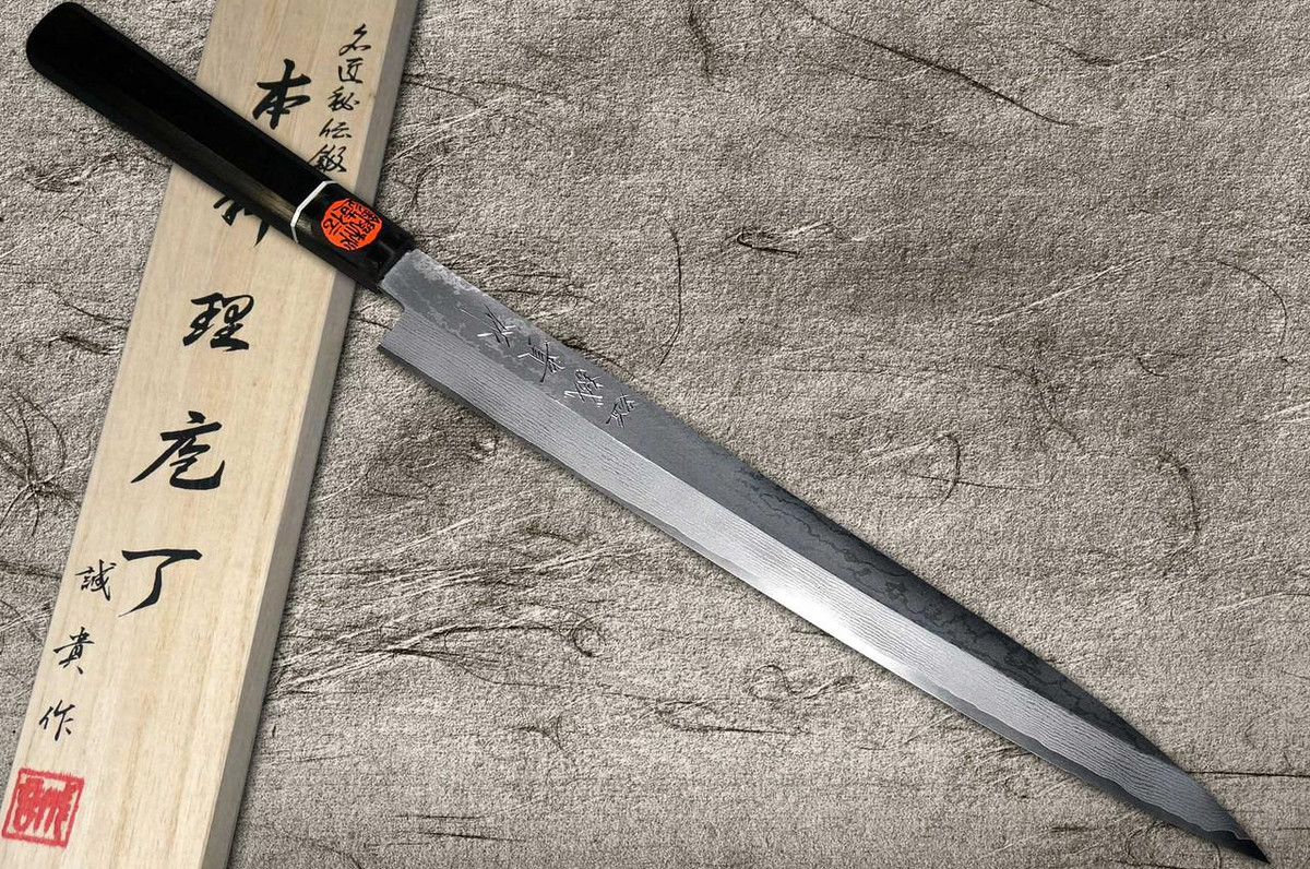 Shigeki Tanaka VG10 Damascus SENKO Japanese EB Chef's Yanagiba(Sashimi) 330mm with Ebony Handle 
