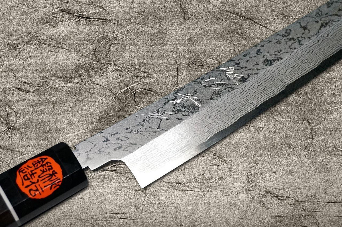 Shigeki Tanaka VG10 Damascus SENKO Japanese EB Chef's Yanagiba(Sashimi) 360mm with Ebony Handle 