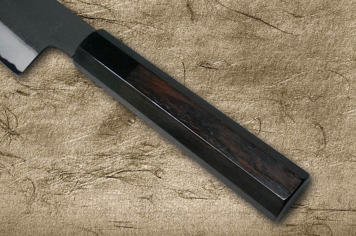 Sakai Takayuki White Steel Kurouchi Gold-Engraving Art Japanese Chef's Gyuto Knife 240mm with Ebony Handle [Goju-no-Tou (Five-Story Pagoda)] 