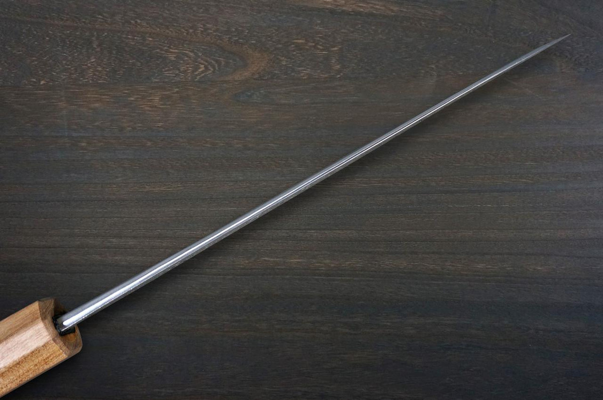 Yoshimi Kato Aogami Super Kurouchi Hammered OL8N Japanese Chef's Santoku Knife 170mm with Olive Handle 