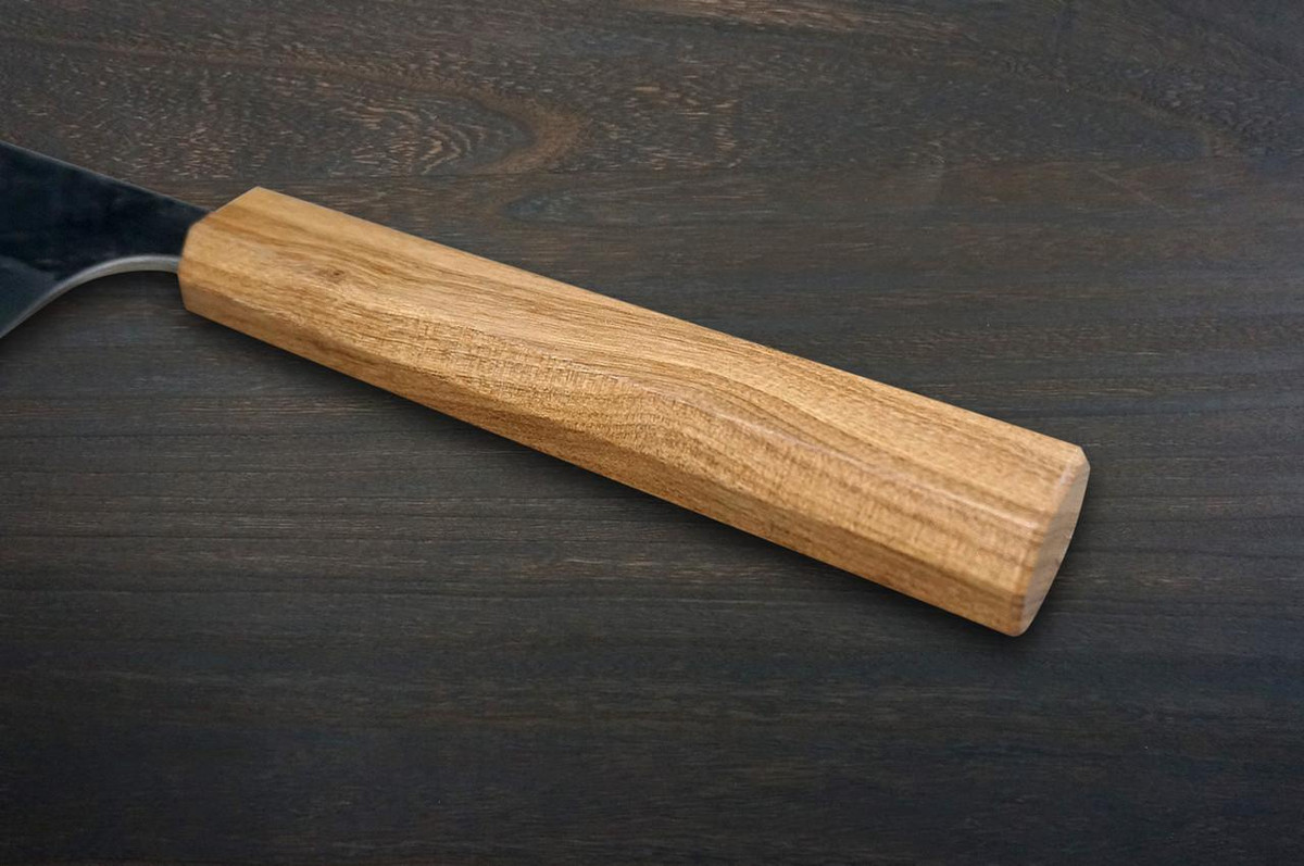 Yoshimi Kato Aogami Super Kurouchi Hammered OL8N Japanese Chef's Bunka Knife 170mm with Olive Handle 