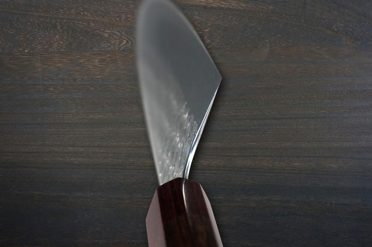 Yoshimi Kato R2 MINAMO Hammered RS8R Japanese Chef's Gyuto Knife 240mm with Red-Ring Octagonal Handle 