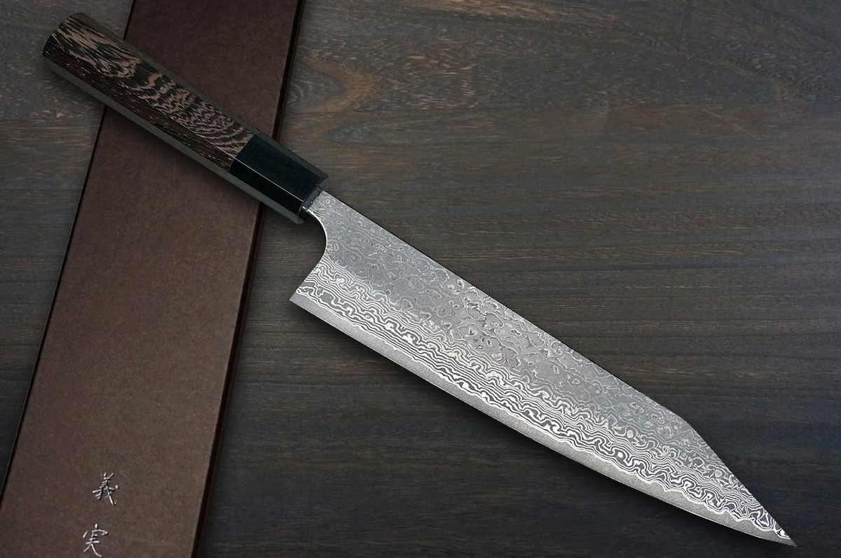 Yoshimi Kato 63 Layer VG10 Black Damascus TR-WG8B Japanese Chef's Kengata-Gyuto Knife 210mm with Wenge Handle 