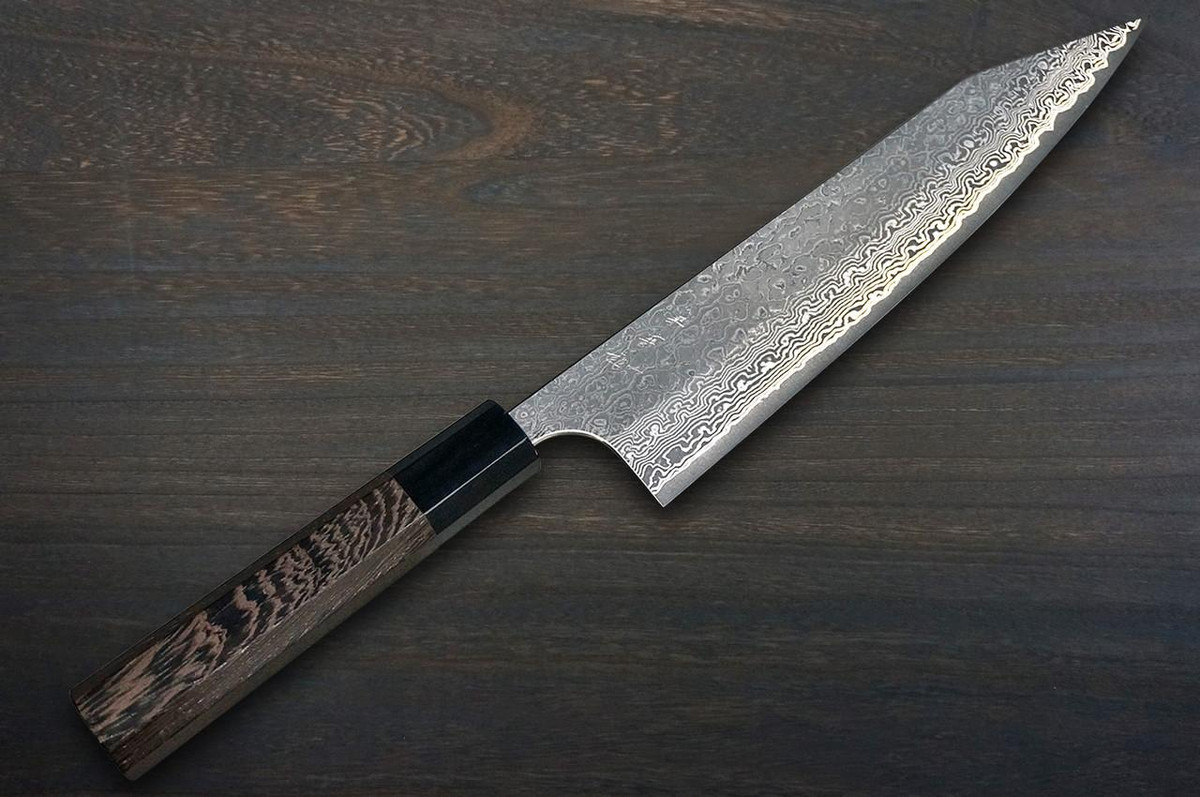 Yoshimi Kato 63 Layer VG10 Black Damascus TR-WG8B Japanese Chef's Kengata-Gyuto Knife 210mm with Wenge Handle 