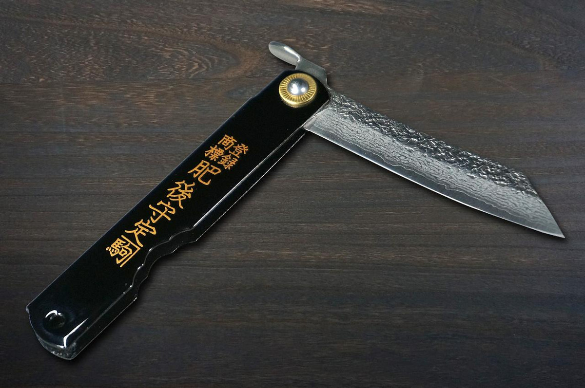 HIGONOKAMI Nagao Kanekoma VG10 Damascus Raden-Makie-Art Folding Petty Knife(Utility) 75mm with Raden Makie Urushi Handle MOMIJI 
