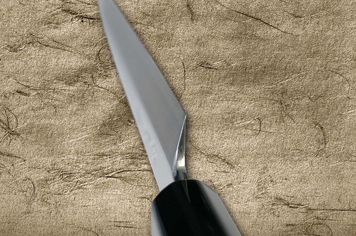 Sakai Takayuki AIDU-NURI Art Mirrored Ginsan Japanese Chef's Yanagiba(Sashimi) 300mm with Japanese Urushi Lacquered Handle and Saya Sheath [BLACK-AIDUE] 