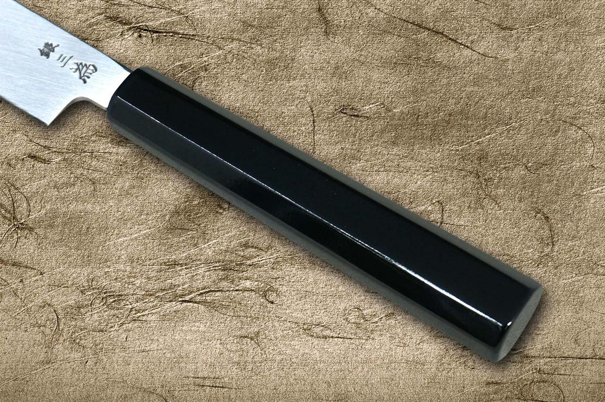 Sakai Takayuki AIDU-NURI Art Mirrored Ginsan Japanese Chef's Yanagiba(Sashimi) 300mm with Japanese Urushi Lacquered Handle and Saya Sheath [BLACK-AIDUE] 