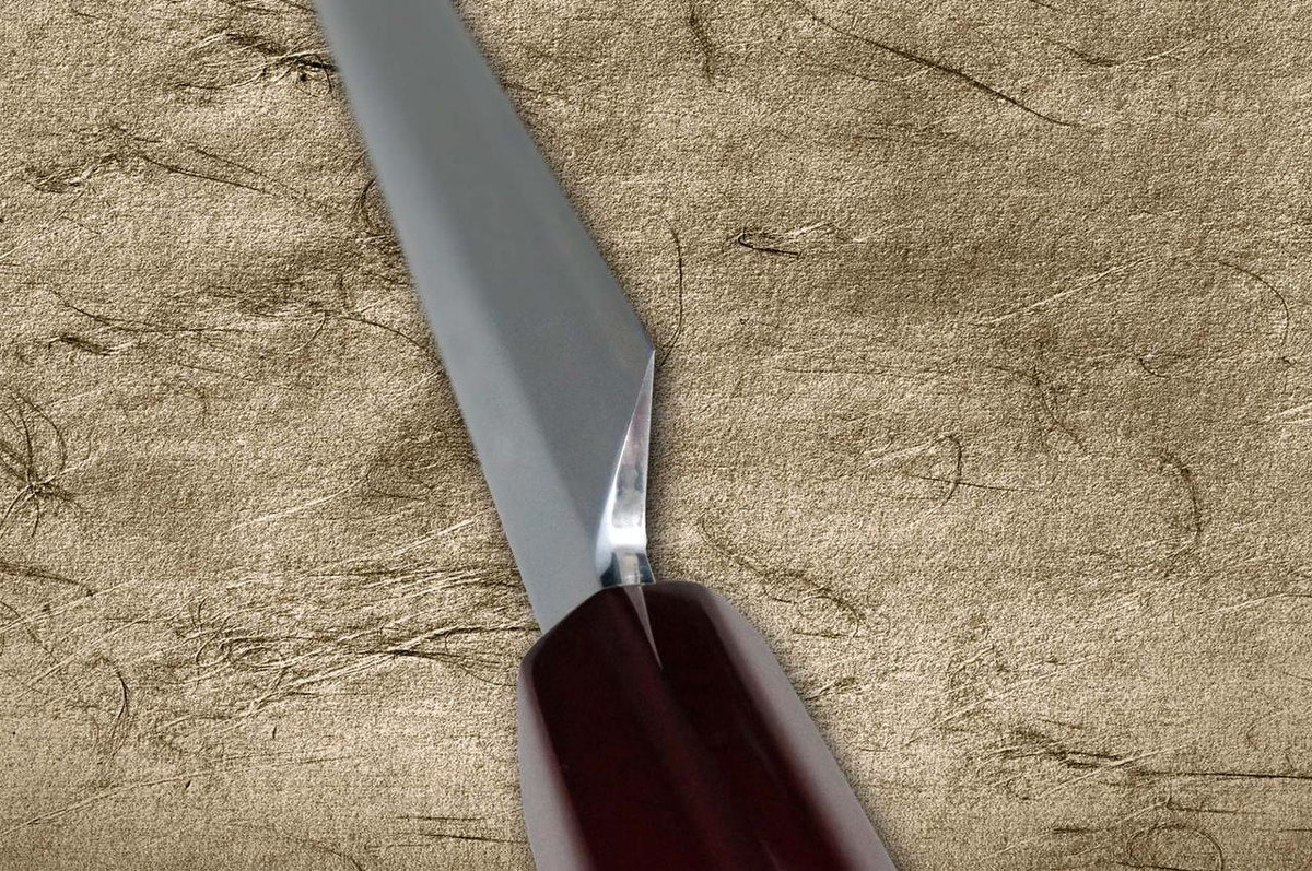 Sakai Takayuki AIDU-NURI Art Mirrored Ginsan Japanese Chef's Yanagiba(Sashimi) 300mm with Japanese Urushi Lacquered Handle and Saya Sheath [RED-TAMAMUSHI] 