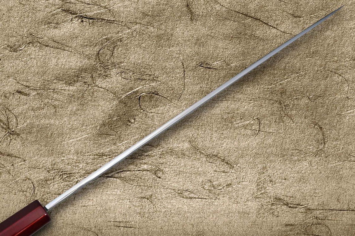 Sakai Takayuki AIDU-NURI Art Mirrored Ginsan Japanese Chef's Yanagiba(Sashimi) 300mm with Japanese Urushi Lacquered Handle and Saya Sheath [RED-TAMAMUSHI] 