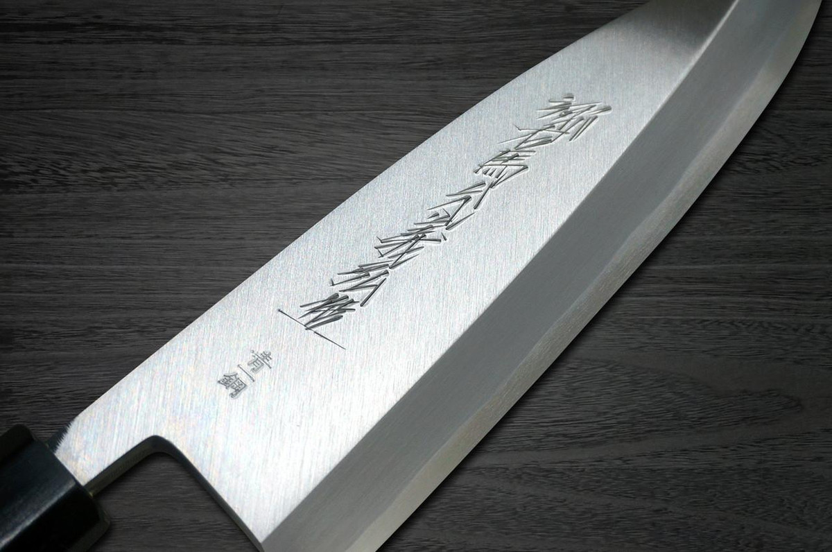 Yoshihiro Aogami No.1 Wave Aonamiuchi B1HC-Y Japanese Chef's Deba Knife 165mm with Saya Sheath and Yew Handle 