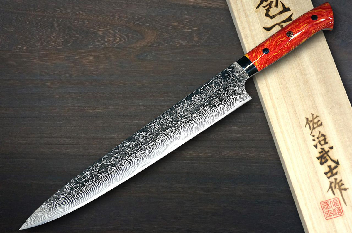 Takeshi Saji R2 Diamond Finish Damascus TCR Japanese Chef's Slicer