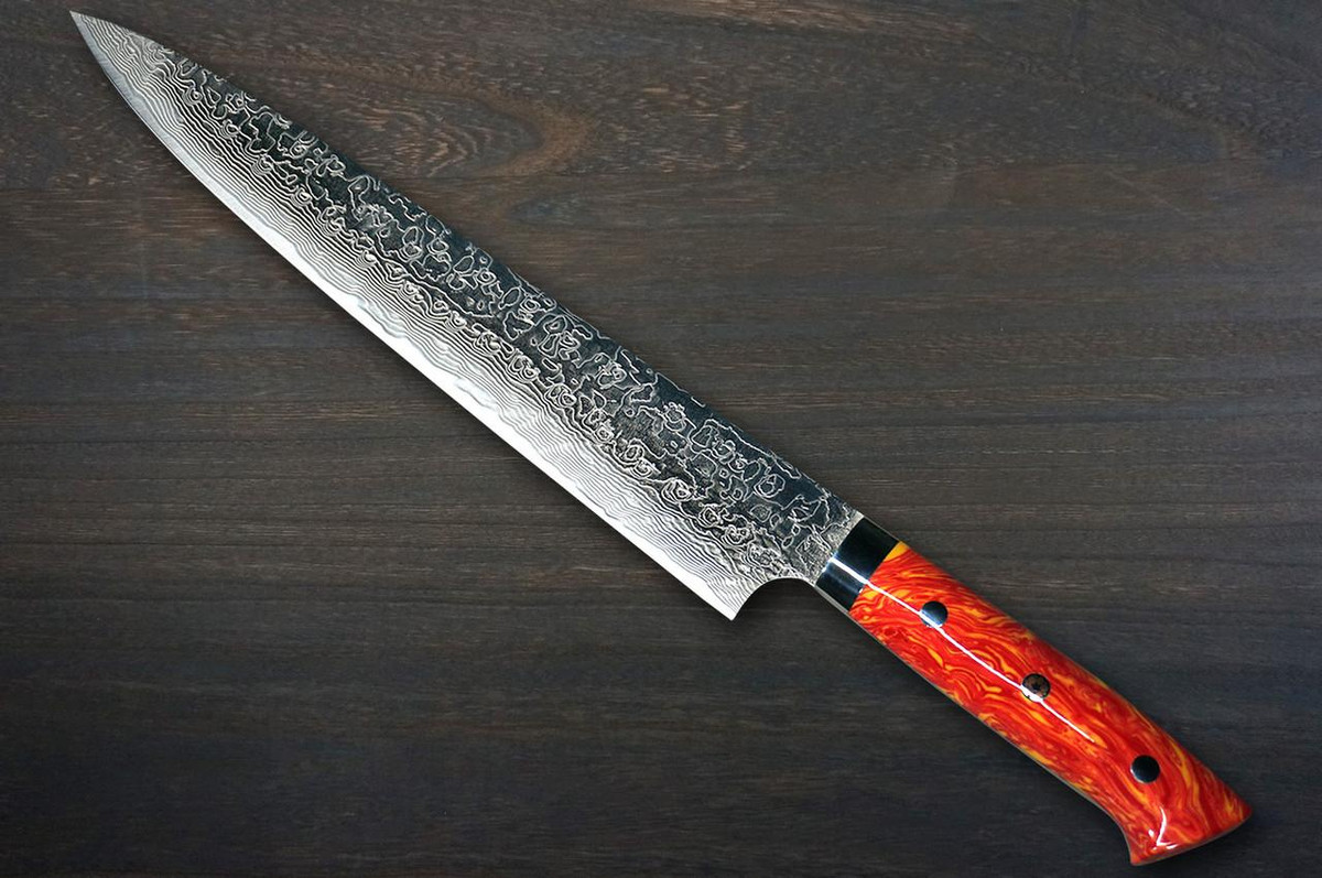 Takeshi Saji R2 Diamond Finish Damascus TCR Japanese Chef's Slicer