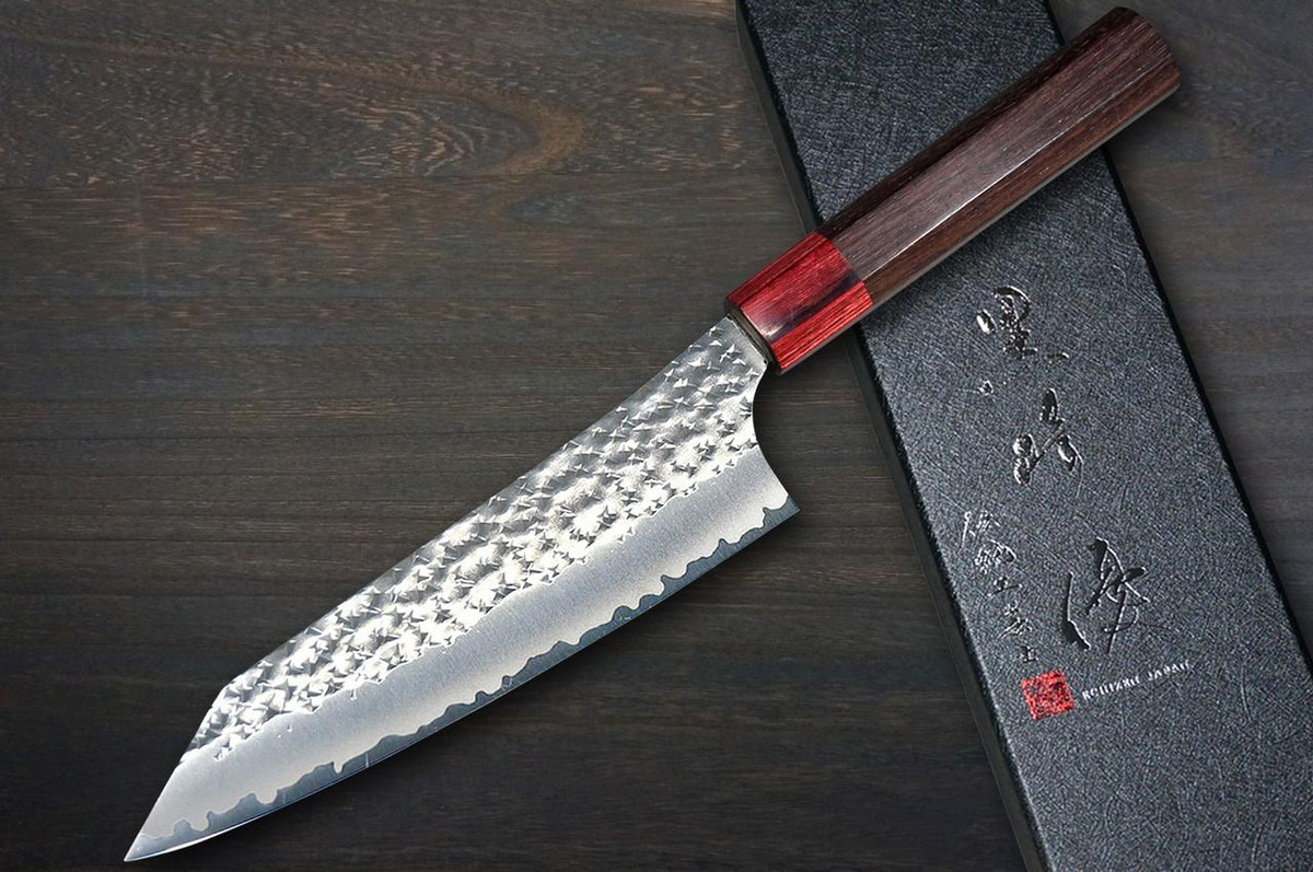 Yu Kurosaki Aogami Super KOKUSEN-EI RS8H Japanese Chef's Bunka Knife 165mm with Red-Ring Octagonal Handle 