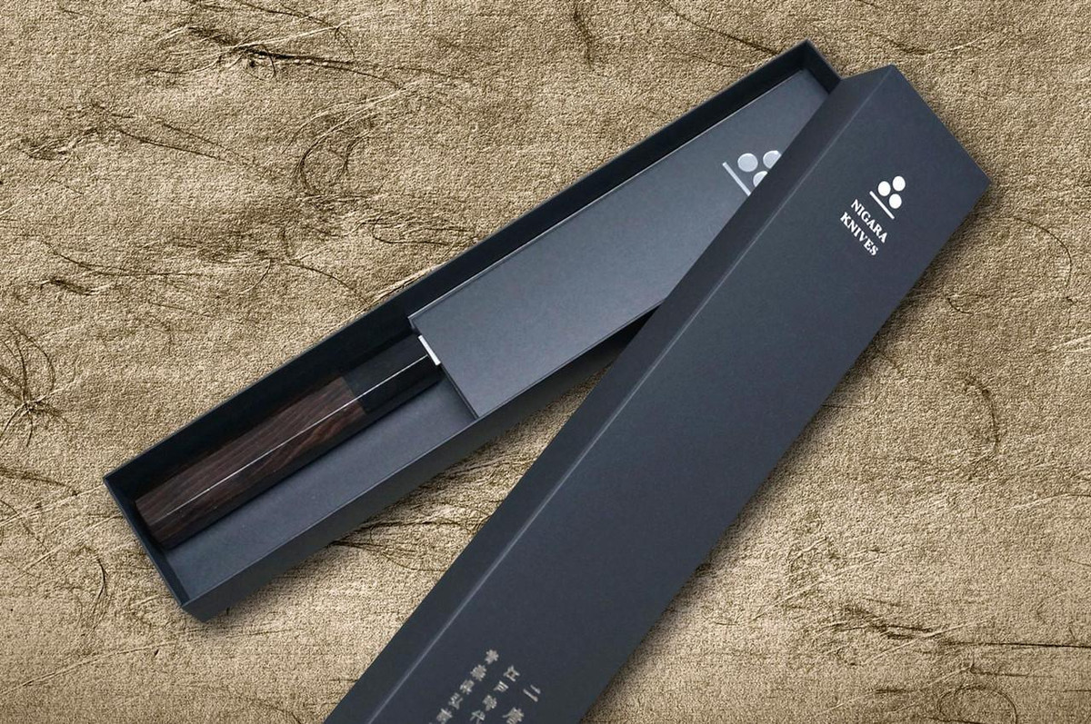 Nigara SPG-STRIX Damascus Hammered EB8B Japanese Chef's Petty Knife(Utility) 150mm with Ebony Handle 