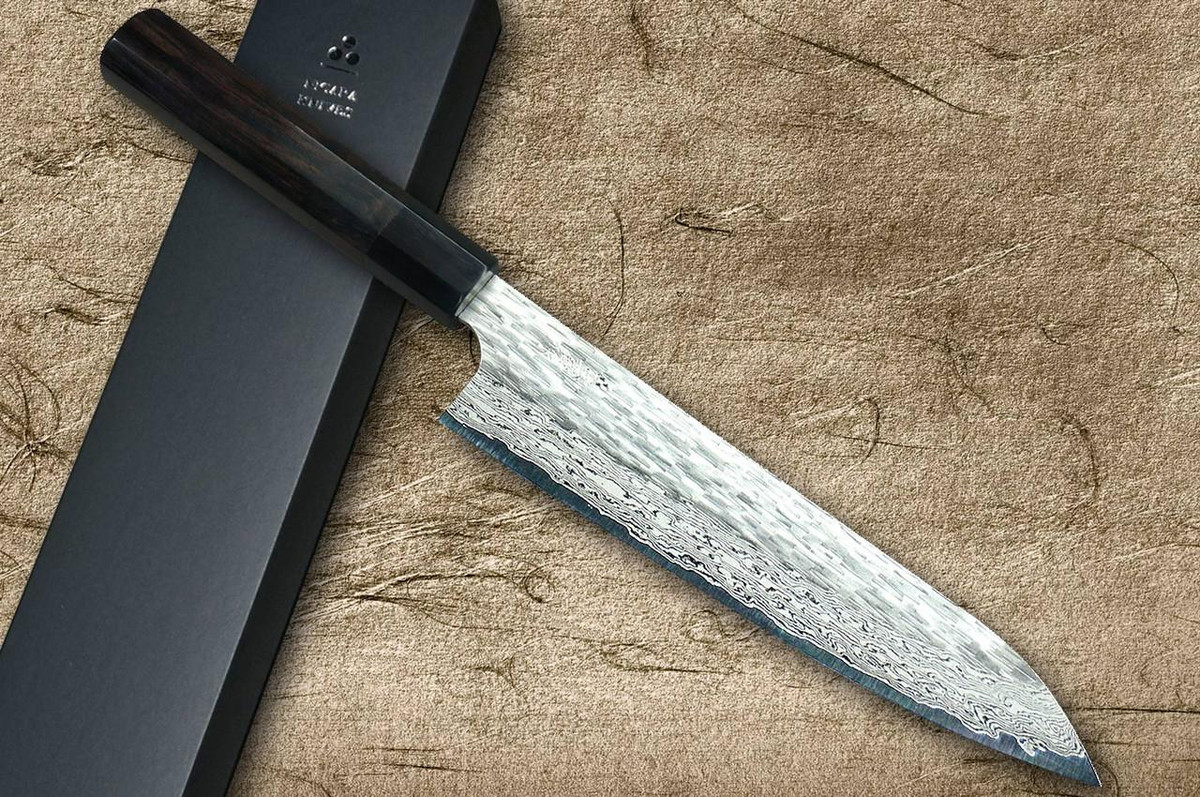 Nigara VG-XEOS Damascus Hammered EB8B Japanese Chef's Gyuto Knife 210mm with Ebony Handle 