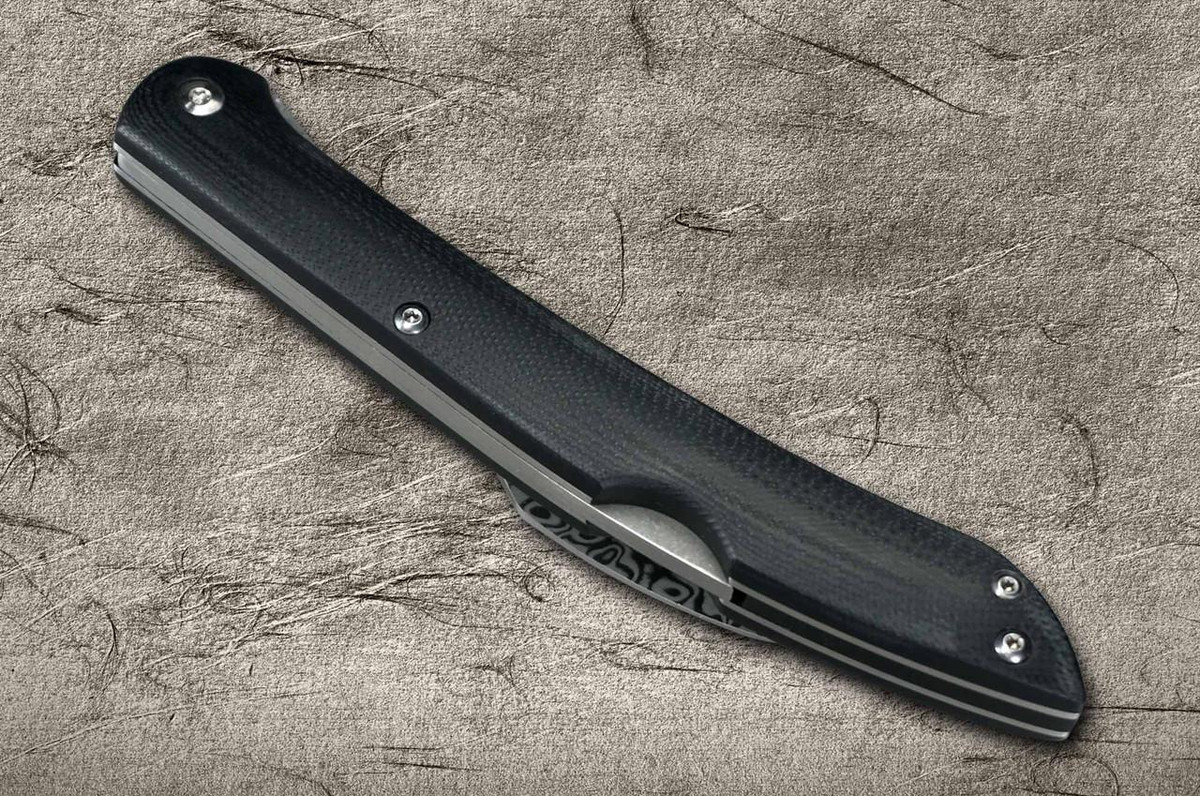 Takeshi Saji Folding R2(SG2) Black Damascus Fork 88mm with Black Micarta Handle 