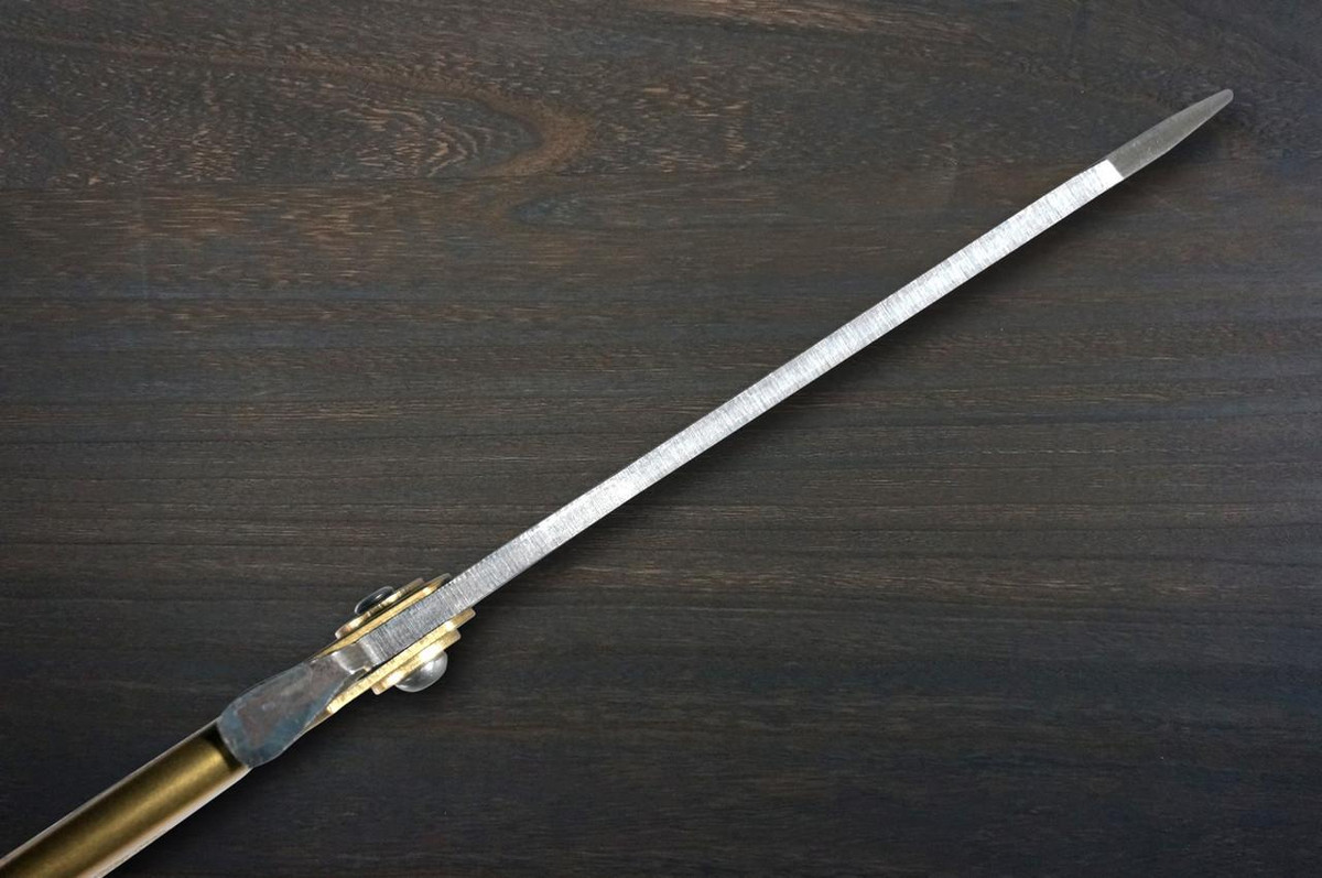 HIGONOKAMI Nagao Kanekoma Aogami Engraving Folding Kritsuke-Petty Knife(Utility) 90mm with Golden Brass Handle [Holy Beasts - SEIRYU] 