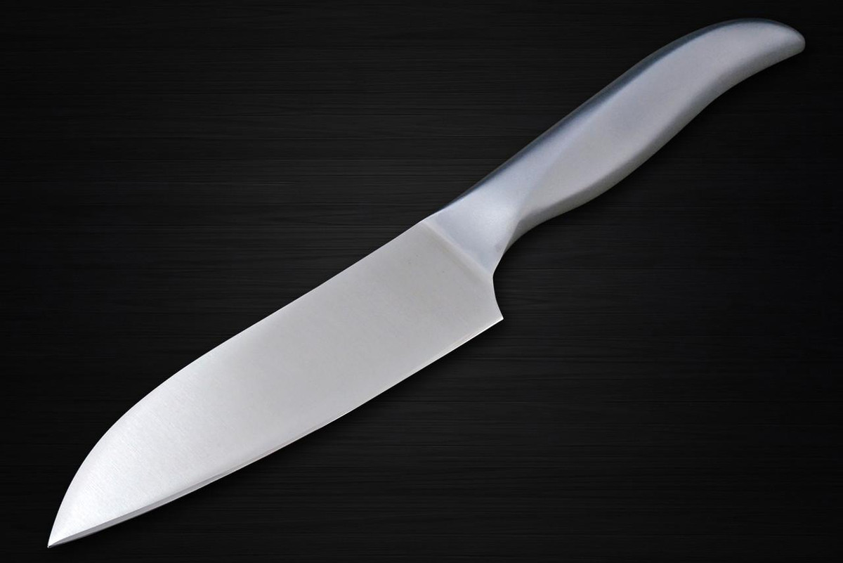 Shimomura PRO-Grade All Stainless Sharp Japanese Chef's Santoku Knife 145mm with All Stainess Handle 