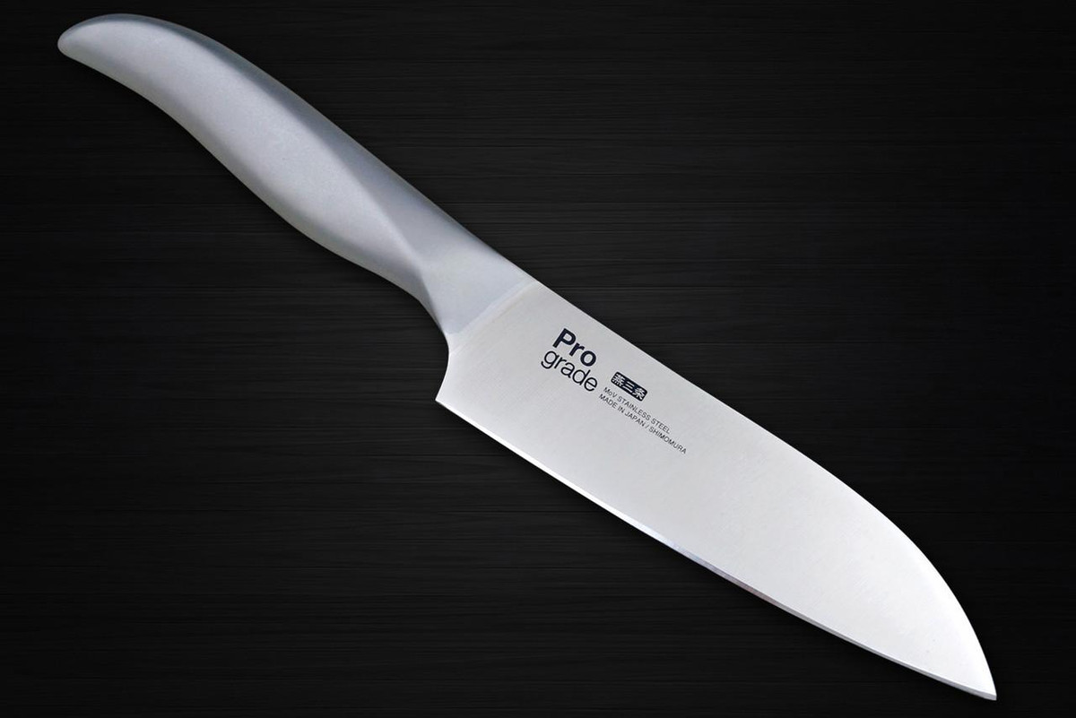 Shimomura PRO-Grade All Stainless Sharp Japanese Chef's Santoku Knife 145mm with All Stainess Handle 