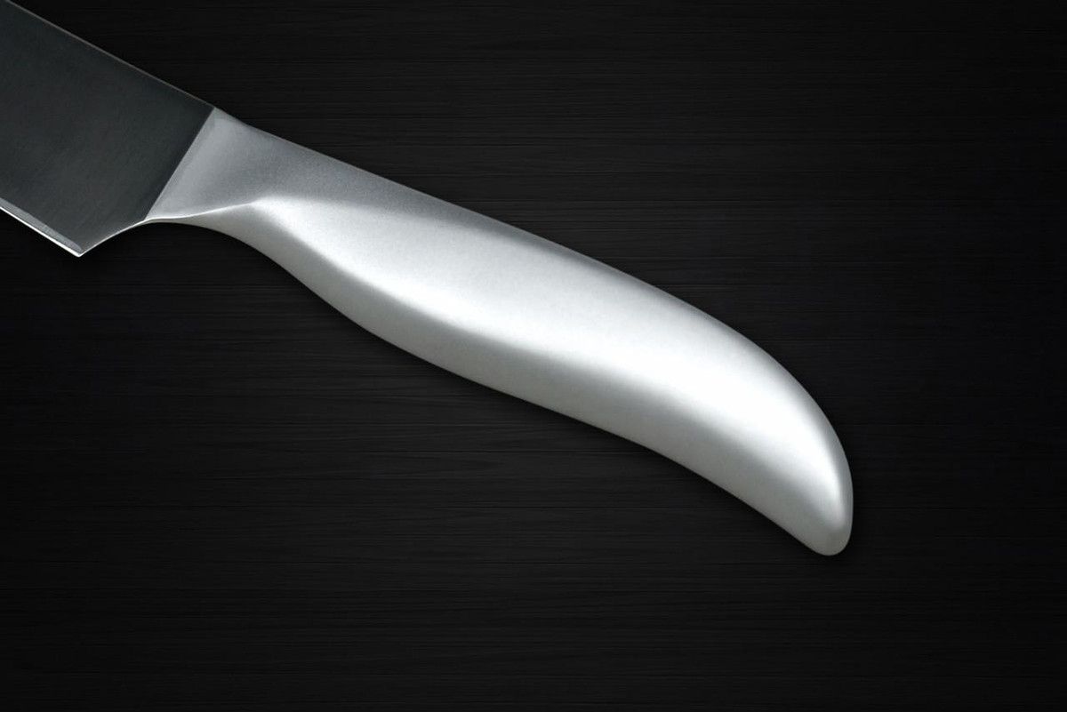 Shimomura PRO-Grade All Stainless Sharp Japanese Chef's Santoku Knife 145mm with All Stainess Handle 