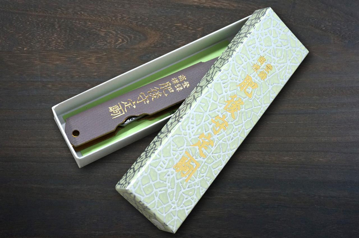 HIGONOKAMI Nagao Kanekoma VG10 Kurouchi Hammered LTH Folding Kritsuke-Petty Knife(Utility) 72mm with Leather Handle LAVENDER 