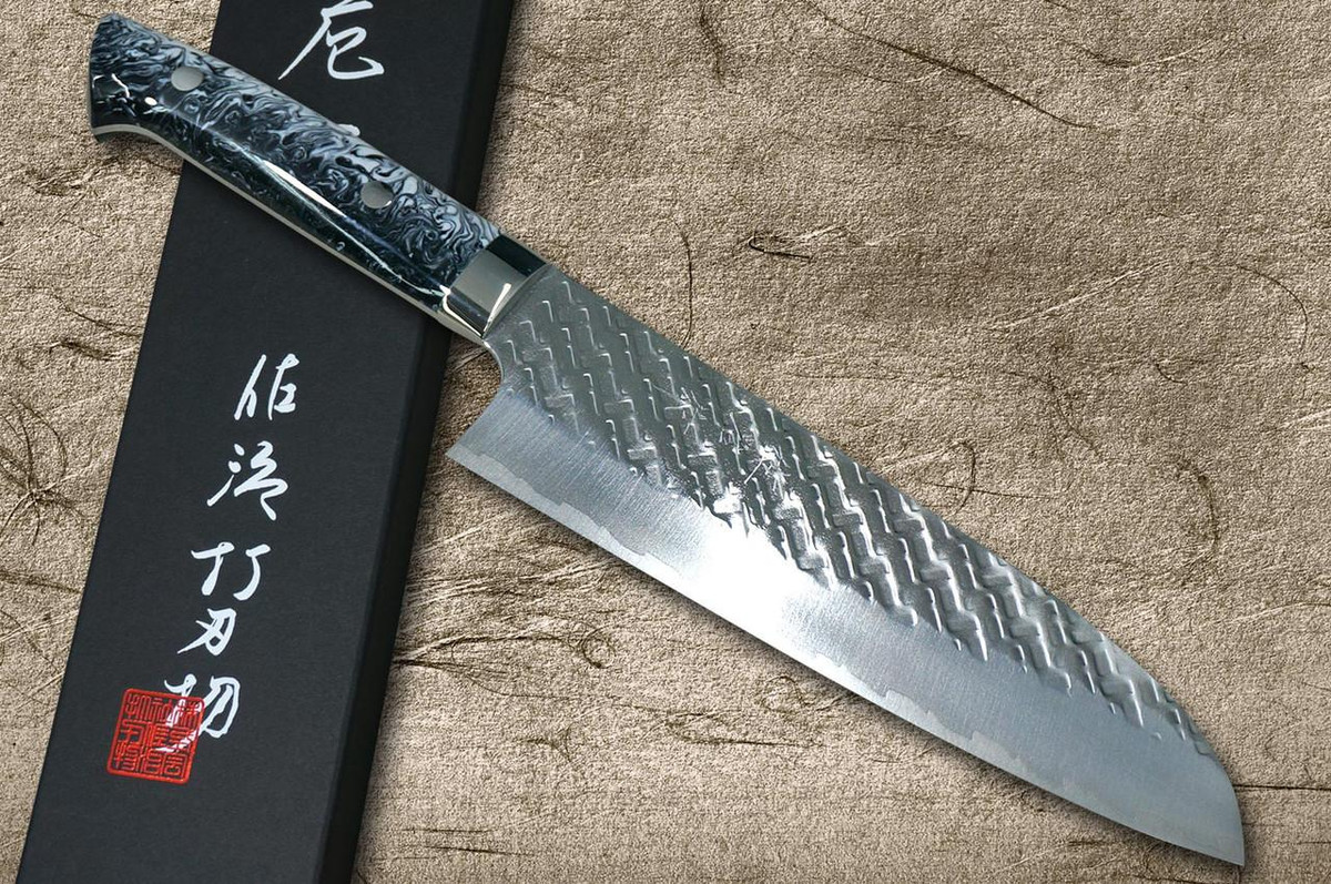 ごごち　刃牙、サムライ Takeshi Saji SPG-STRIX Mirror Hammered RC Japanese Chef's Santoku