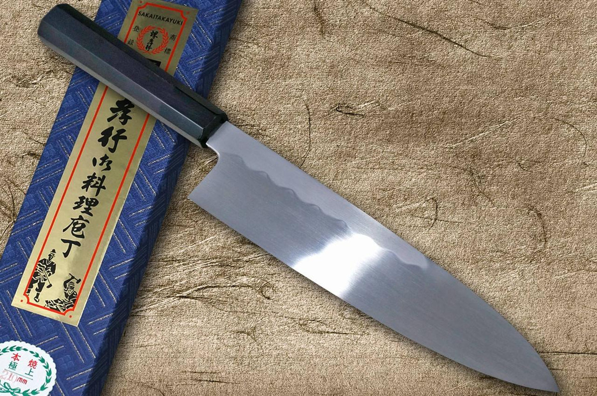 Sakai Takayuki White No.2 Honyaki Wave-Art Japanese Chef's Gyuto Knife 240mm with Ebony Handle 