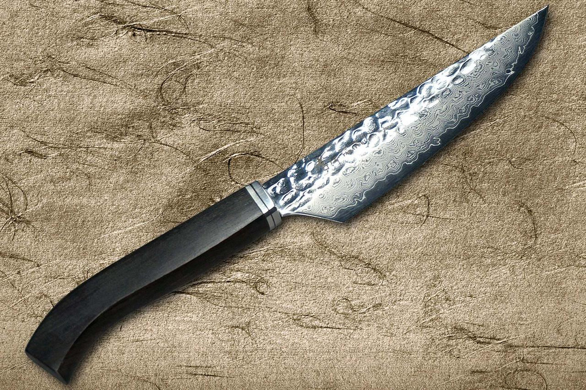 Sakai Takayuki 33-Layer VG10 Damascus SGN Chef's Signature Utility Steak Petty Knife 120mm with Wood Handle [Dark Ebony] 