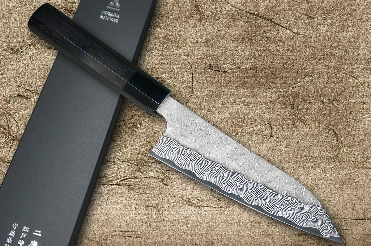 Nigara SPG-STRIX Damascus Hammered EB8B Japanese Chef's Santoku
