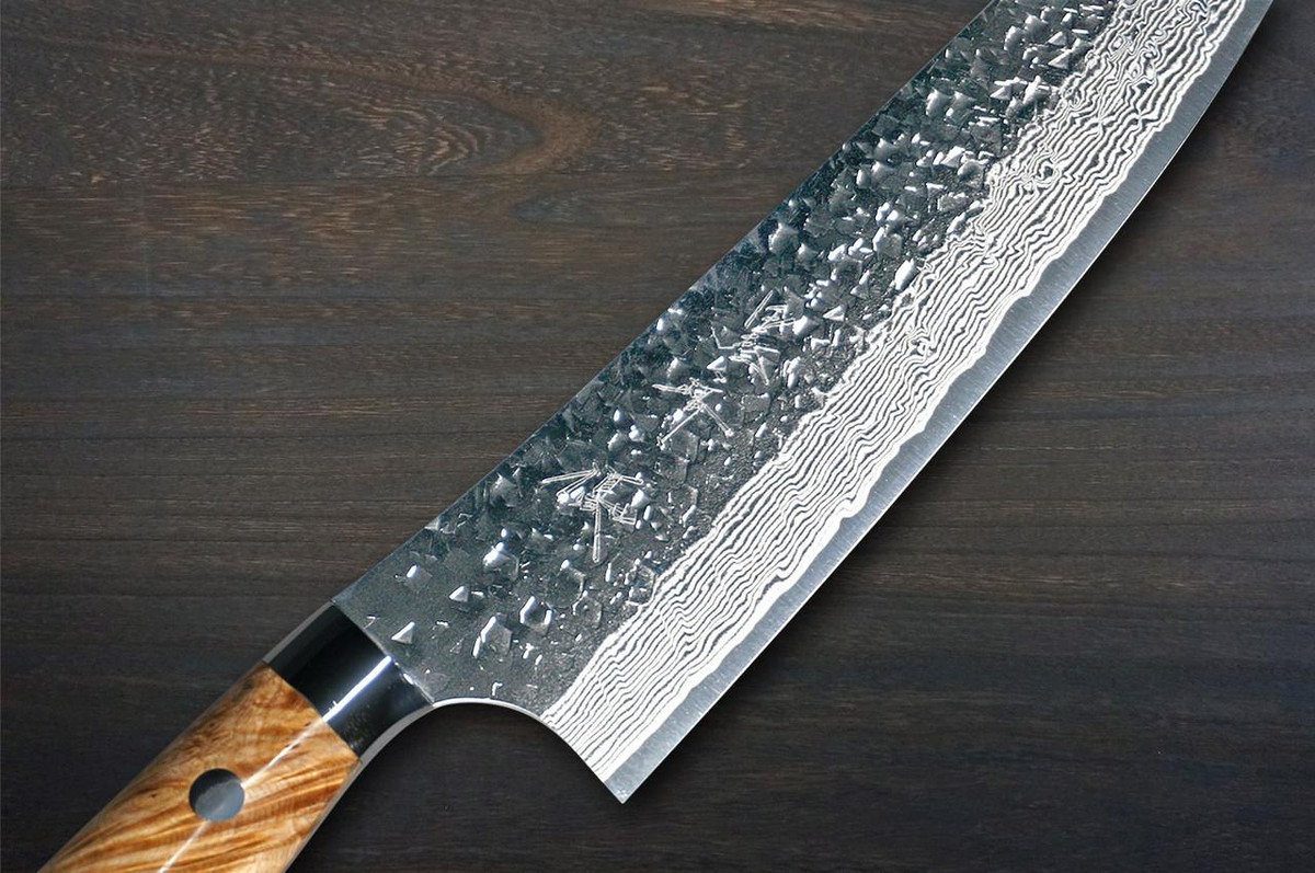 Yu Kurosaki R2(SG2) Damascus SHIZUKU Custom STWRC Japanese Chef's Bunka Knife 165mm with Stabilized Hybrid Wood Handle [Red] 