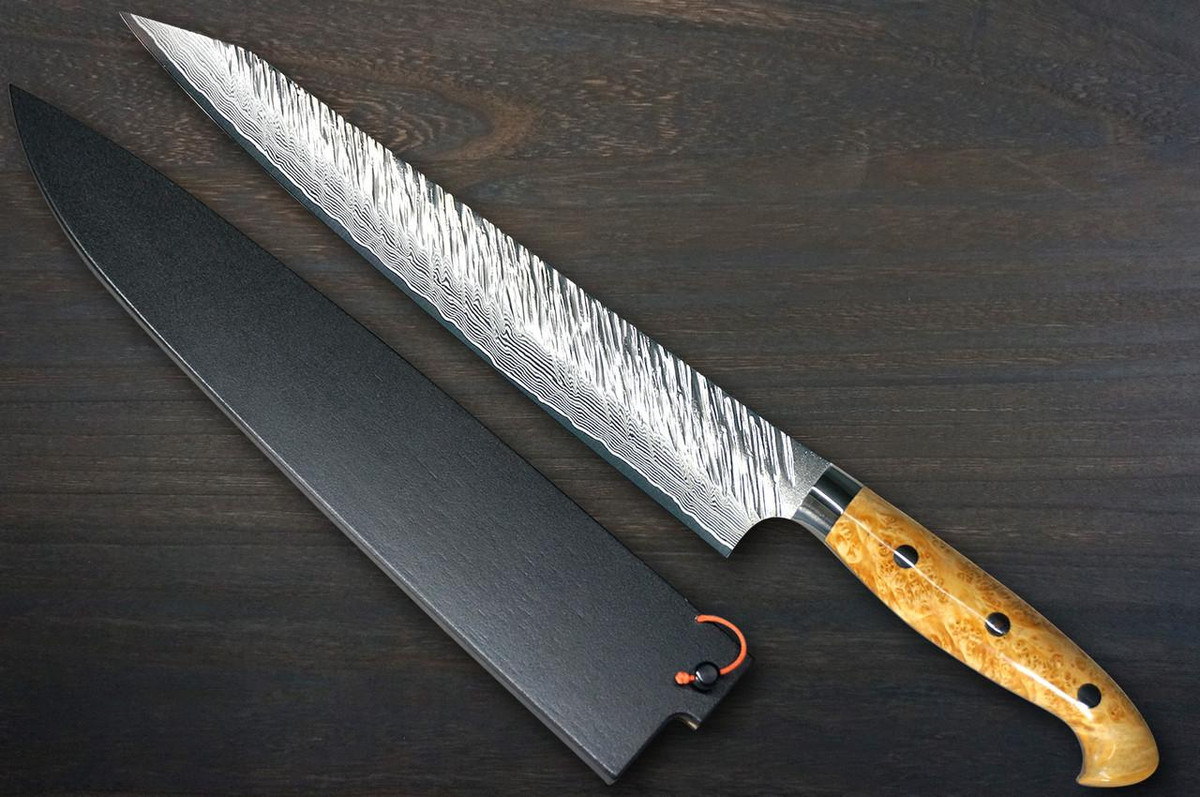 Yu Kurosaki R2(SG2) Damascus FUJIN Custom MPWC Japanese Chef's Slicer(Sujihiki) 270mm with Maple Wood Handle 