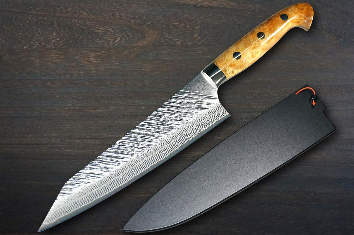 Yu Kurosaki R2(SG2) Damascus FUJIN Custom MPWC Japanese Chef's Gyuto Knife 180mm with Maple Wood Handle 