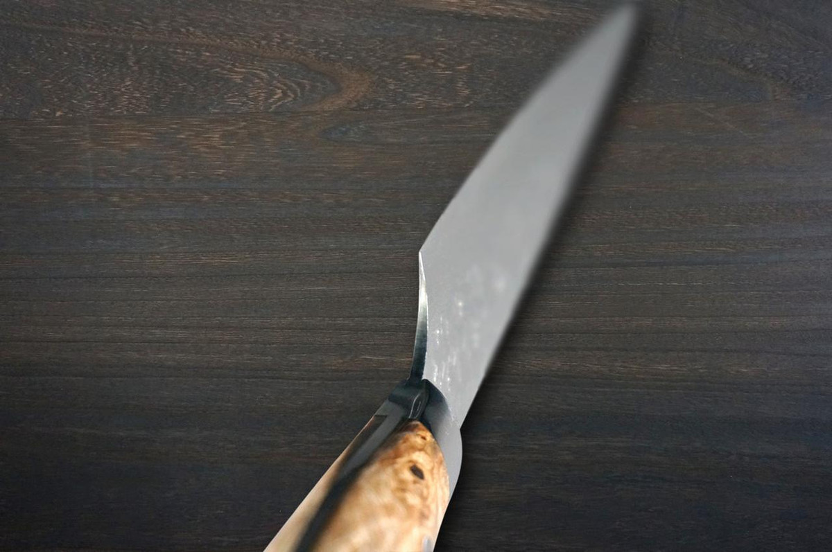 Yu Kurosaki R2(SG2) Damascus SHIZUKU Custom STWRC Japanese Chef's Slicer(Sujihiki) 240mm with Stabilized Hybrid Wood Handle [Red] 