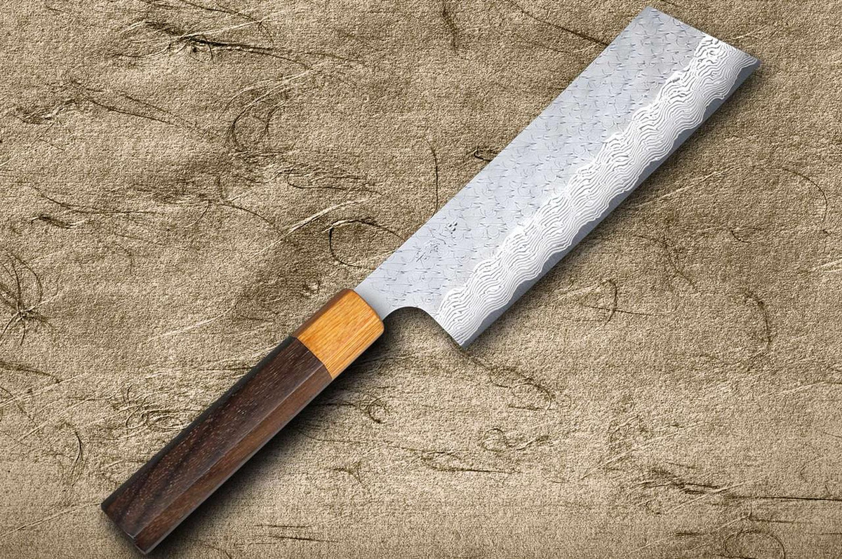 Nigara SPG-STRIX Damascus Hammered RS8M Japanese Chef's Nakiri