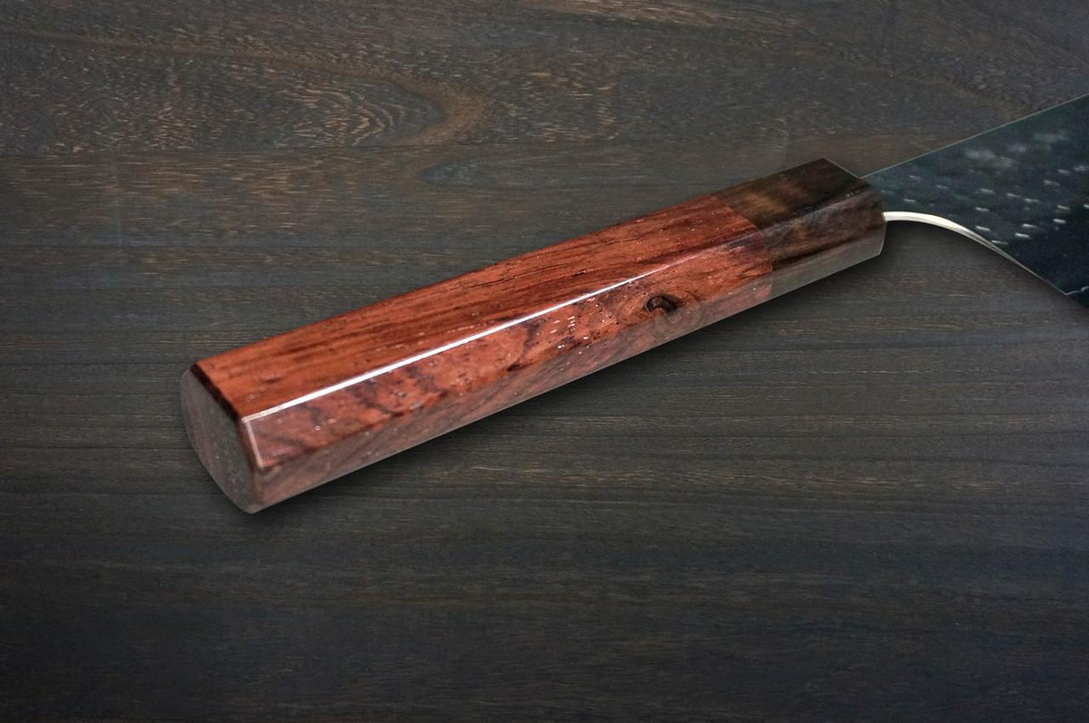 Yoshimi Kato R2 HYO Hammered Japanese Chef's Nakiri(Vegetable) 165mm with Ebony-Ring Octagonal Handle 
