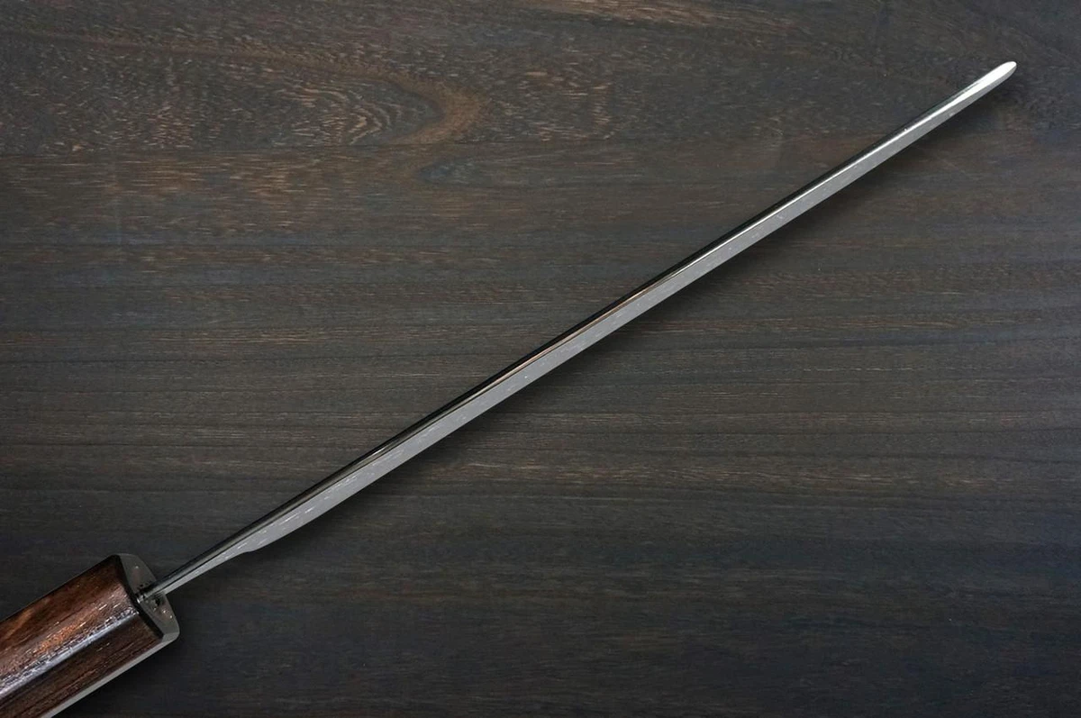 Yoshimi Kato R2 HYO Hammered Japanese Chef's Nakiri(Vegetable) 165mm with Ebony-Ring Octagonal Handle 
