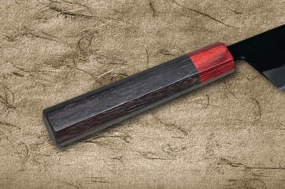 Daisuke Nishida Shirogami No.1 Kurouchi RS8R Japanese Chef's Nakiri(Vegetable) 170mm with Red-Ring Octagonal Handle 