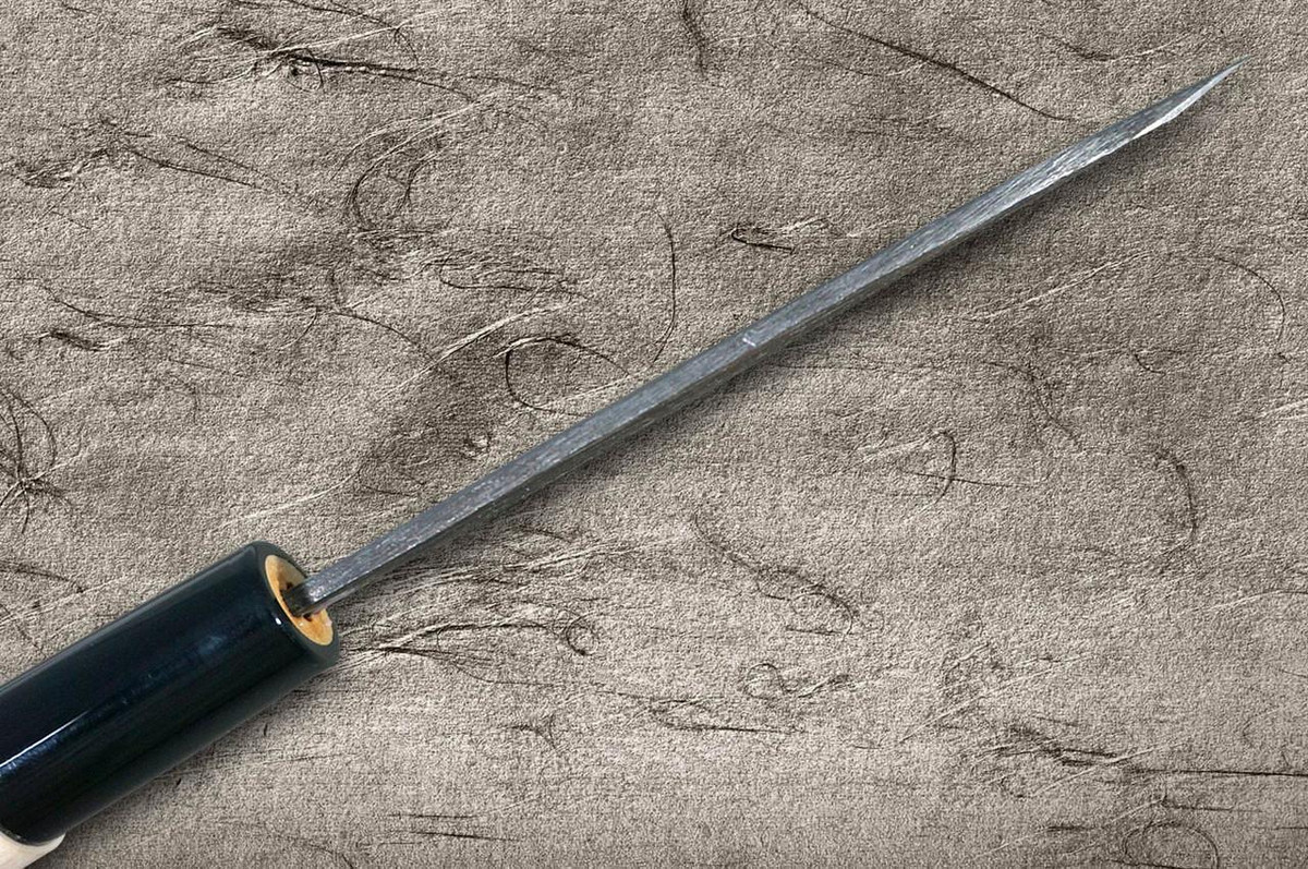 Sakai Takayuki Aoniko Blue 2 Steel Kurouchi Chef's Aji-Kiri 90mm 