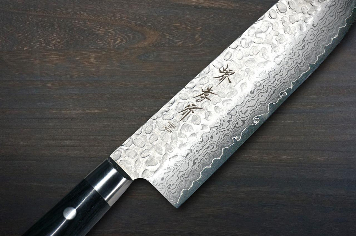 Sakai Takayuki 17-Layer VG10 Damascus Hammered BLK Japanese Chef's Vegetable Knife 160mm with Black Laminated Wood Handle 
