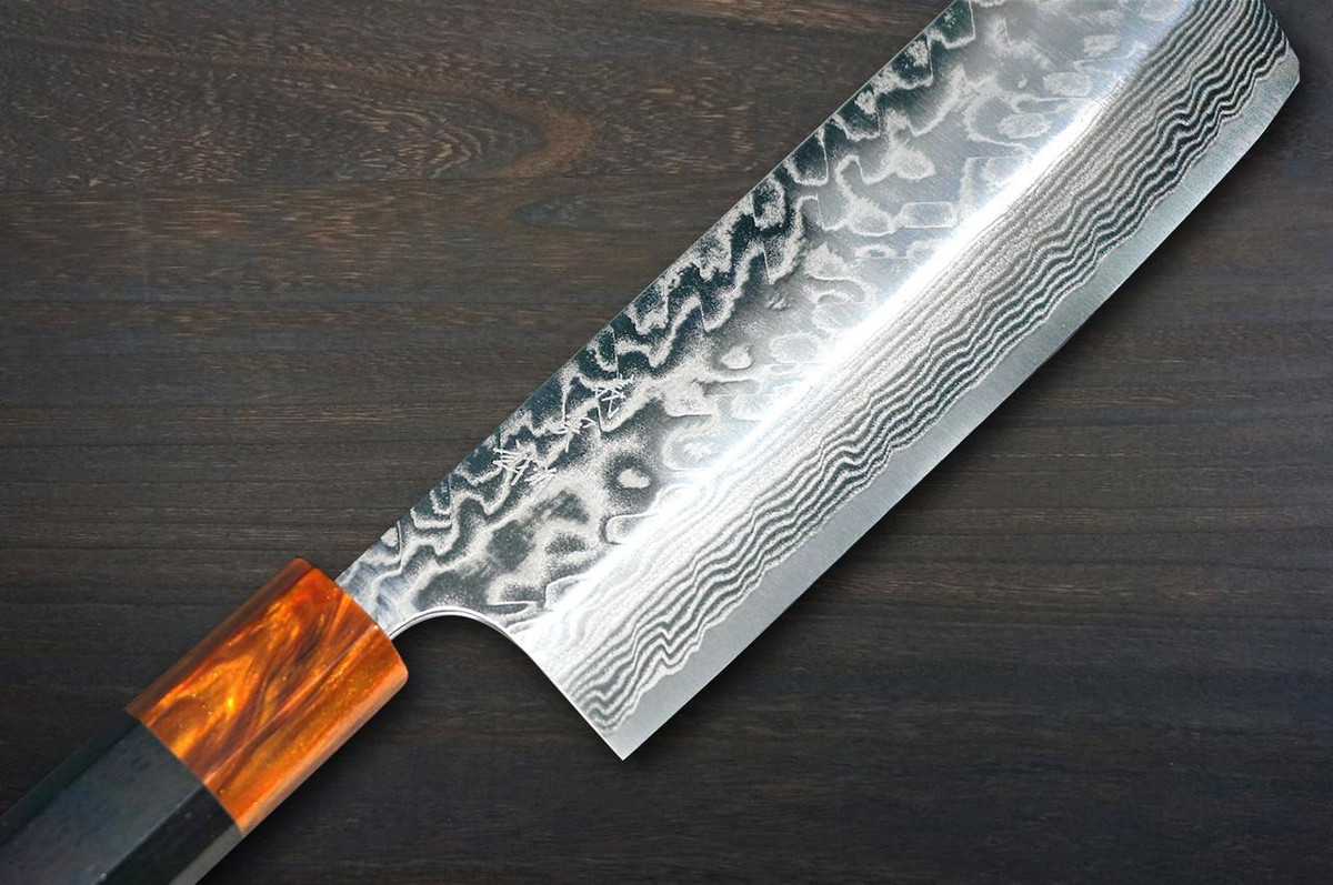 Yoshimi Kato R2 Mirrored Damascus Japanese Chef's Nakiri(Vegetable