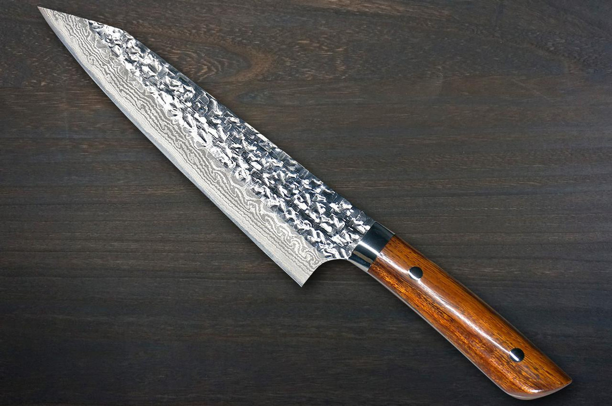佐治武士SRS13 镜面锤纹大马士革IRN 日本厨师刀剑型牛刀210mm 配沙漠铁