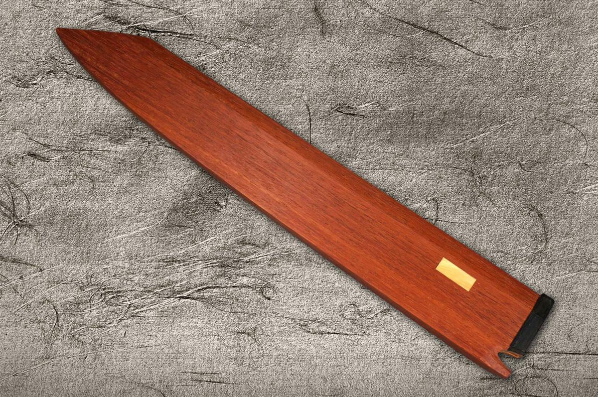 Yoshihiro Precious Wood Edition White No.2 Honyaki Mt.Fuji-Art Kiritsuke-Yanagiba(Sashimi) 270mm with Special Japanese Genuine Padauk [HON KARIN] Handle & Saya in Paulownia Box 