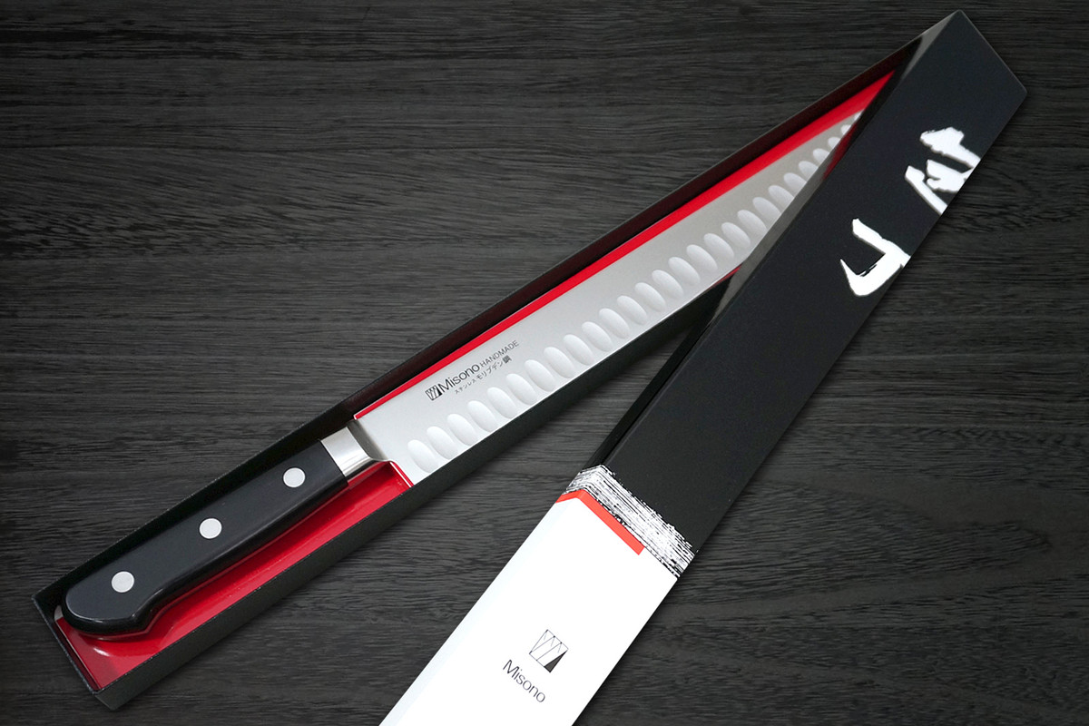 Misono MV Edelstahl Dimples(Salmon) Japanisches Slicer(Sujihiki) 270mm