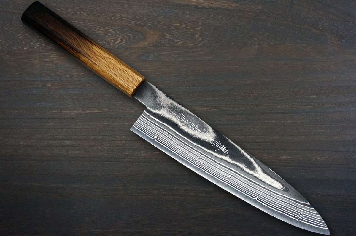 Keiichi Fujii AUS10 Nickel Damascus OK8B Japanese Chef's Knife SET 270mm with Urushi Lacquered Oak Handle (Slicer270-Slicer240-Gyuto240-Gyuto210-Bunka-Nakiri-Santoku-Petty)