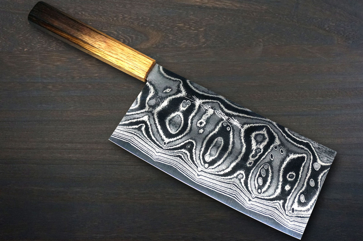 Keiichi Fujii AUS10 Nickel Damascus OK8B Japanese Chef's Knife SET 270mm with Urushi Lacquered Oak Handle (Slicer270-Gyuto210-Bunka-Santoku-Petty-Chinese)