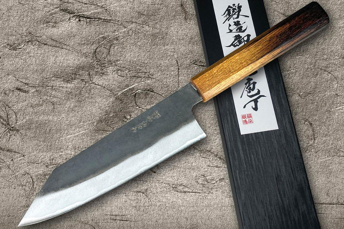 中川悟青紙#2 黑打OK8B 日本厨师文卡刀170mm 配漆涂橡木手柄| 日本刀
