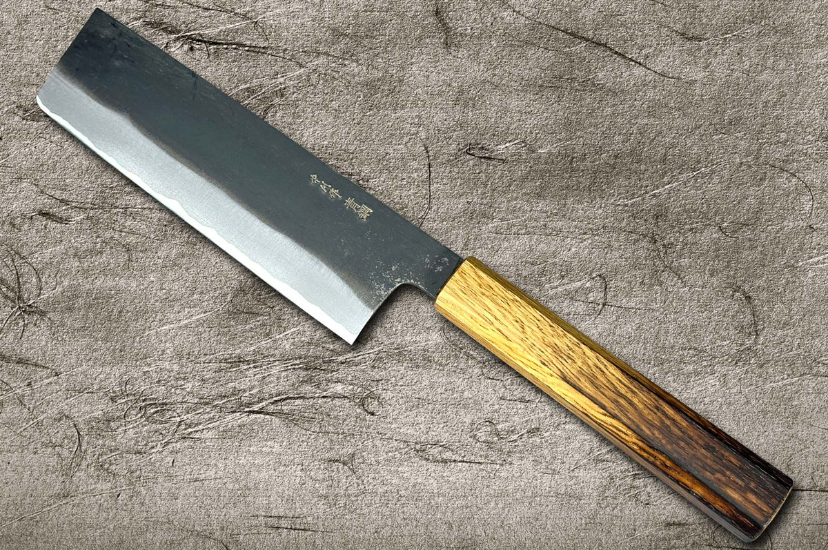 Satoshi Nakagawa Aogami #2 Kurouchi OK8B Japanese Chef's Nakiri(Vegetable) 165mm with Urushi Lacquered Oak Handle