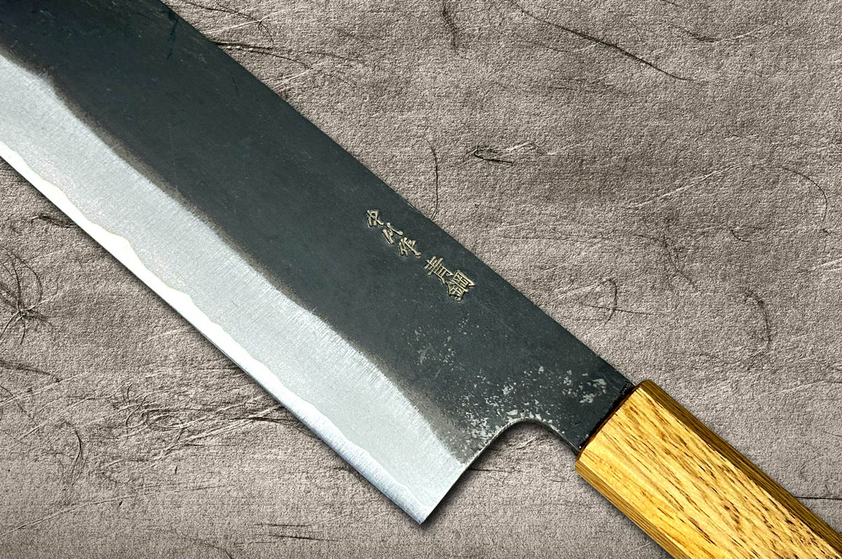 Satoshi Nakagawa Aogami #2 Kurouchi OK8B Japanese Chef's Nakiri(Vegetable) 165mm with Urushi Lacquered Oak Handle